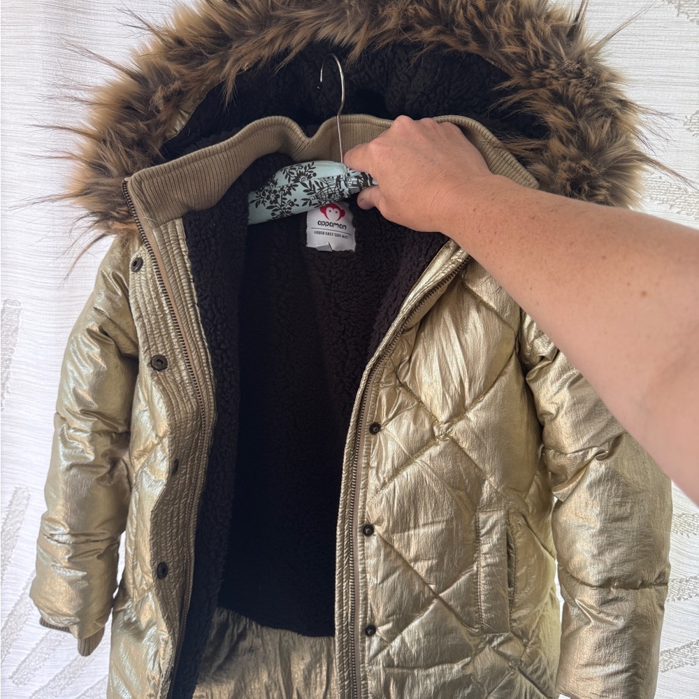 APPAMAN Gold PARKA Kids Winter Coat with Faux Fur Trim - Picture 2 of 2